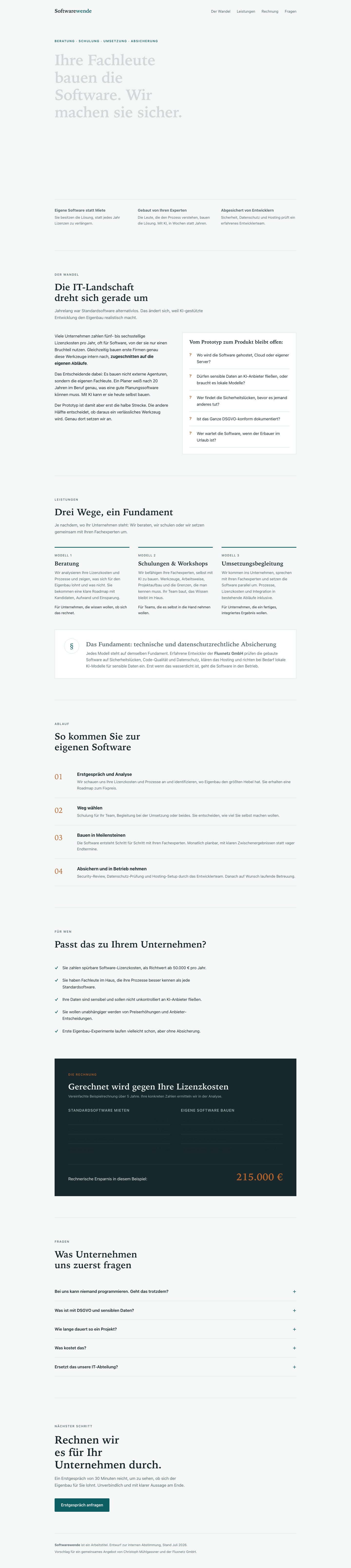 Landingpage-Konzept für Softwarewende